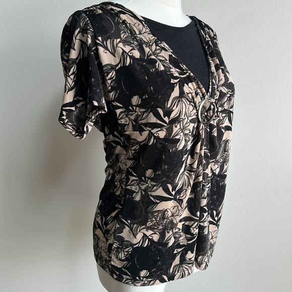 90’s Y2K Women’s Whimsigoth Witchy‎ Boho Abstract Floral Tapestry Stretch Top S - Picture 3 of 9